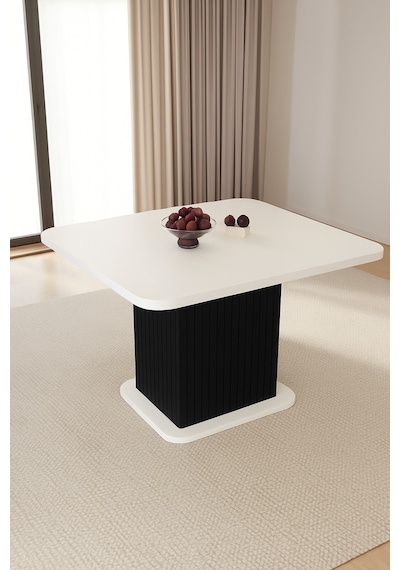 Kuzey 90x90x75cm 36mm Kalın Kenarlı Kare Beyaz Sütunlu Mutfak Masası Sadece Masadır Siyah Kuzey 90x90x75cm 36mm Kalın Kenarlı Kare Beyaz Sütunlu Mutfak Masası Sadece Masadır Siyah