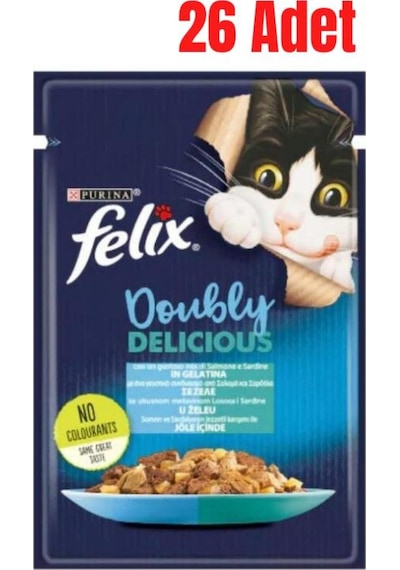 Felix Çifte Lezzet Somonlu Ve Sardalyalı Yetişkin Kedi Konservesi 85 Gr X 26 Adet