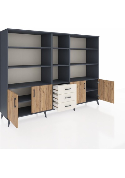 Hyperion Dolap 11 Raflı 3 Çekmeceli 4 Kapaklı 220x44x163 Antrasit Antrasit-çam/aytaşı Hyperion Dolap 11 Raflı 3 Çekmeceli 4 Kapaklı 220x44x163 Antrasit Antrasit-çam/aytaşı