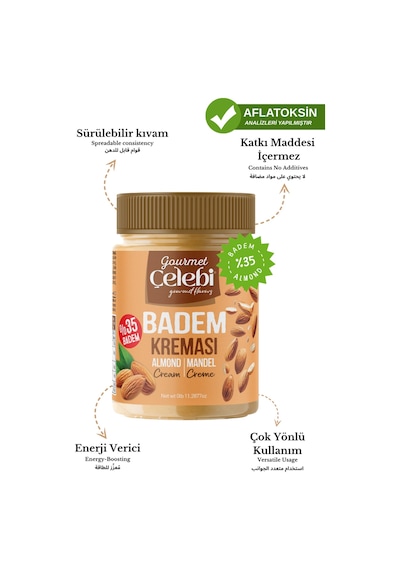 Badem Kreması 320 Gr - %35 Badem İçeren Sürülebilir Kahvaltılık