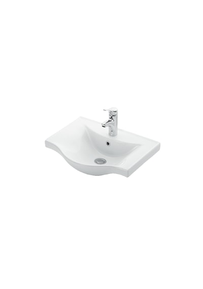 Yıldız 55 Cm Beyaz Mdf Seramik Lavabolu Asma Banyo Dolabı Takımı Beyaz