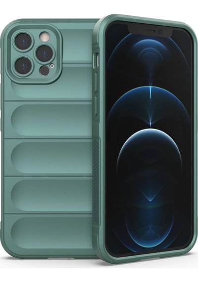 Apple iPhone  Uyumlu  12 Pro Kılıf Optimum Silikon - Koyu Yeşil Düz Renkli
