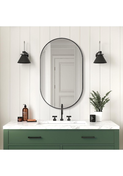 Model Alfa Dekoratif Ayna Duvar Aynası Konsol Aynası Mdf Elips Ayna 90 X 50 Siyah