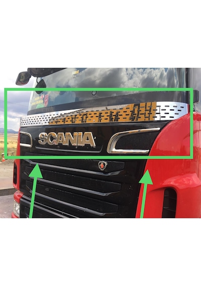 Scanıa Krom Ön Sineklik Yazı Krom ve Panjur Kulak Kromu Ön Cam Sineklik