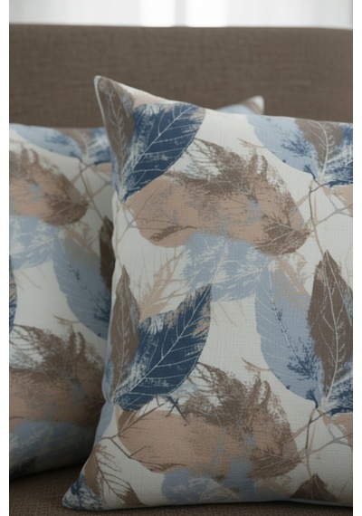 Chevron Bohem Dekoratif Punch Yastık Kırlent Kılıfı 2 Adet 45x45 Sonbahar Rüyası Mavi 45 x 45