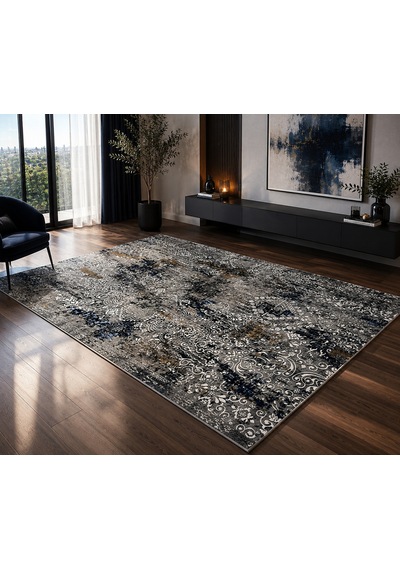Safir Dmr Halıcılık Gri Modern Kaymaz Taban Çocuk Odası Salon Hol, Koridor Mutfak Yıkanabilir Jel Kesme Yolluk Halı