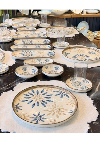 29 Parça Mione Blue Porselen Kahvaltı Takımı -5610 Çok Renkli