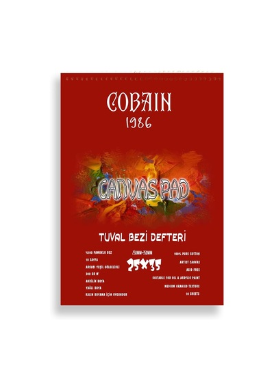 Cobain 1986 Tuval Bezli Resim Defteri - Akrilik, Yağlıboya & Guaj Uyumlu 300gr 25x35