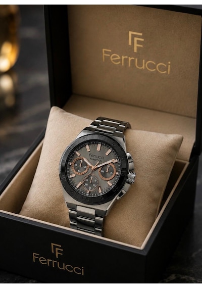 Ferrucci Fc71249 Spor Model Çelik Kordon Ve Kasa Fonksiyonları Aktif Erkek Kol Saati Füme
