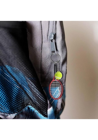 Güncelçarşı Mini Gerçekçi Tenis Raketi Ve Topu Anahtarlık, Hediyelik Anahtarlık Metal Anahtarlık Tenis Topu Kolye Ucu Yeşil