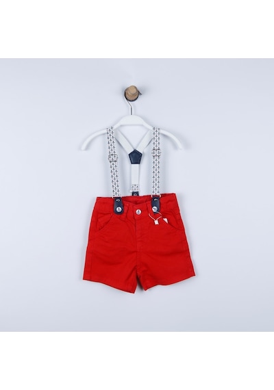 Xo Kids P-003963 Ce 8075 Erkek Bebek Renkli Askılı Şort 6-36 Ay Kırmızı