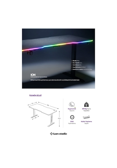 Ion Rgb Aydınlatmalı Oyuncu Masası Pembe Ion Rgb Aydınlatmalı Oyuncu Masası Pembe