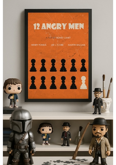 12 Angry Men Siyah Ahşap Çerçeveli Poster, Film Duvar Tablosu
