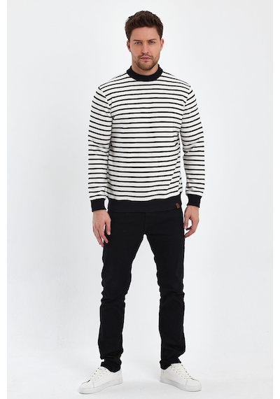 Alexander Gardi Alexandergardı Bisiklet Yaka Çizgili Sweatshirt E23-761a-erk Siyah - Beyaz