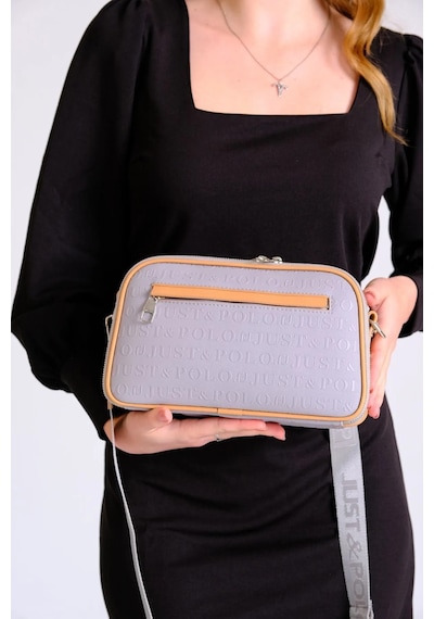 Just Polo Kadın Yeni Sezon Gofraj Baskılı Omuz Çantası 232053mh Gri - Taba