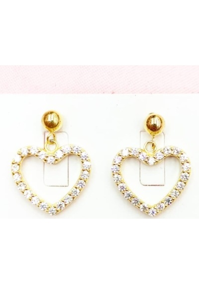 Oriental Kuyumculuk Jewellery Altın Rengi Gümüş Kalp Küpe Gold