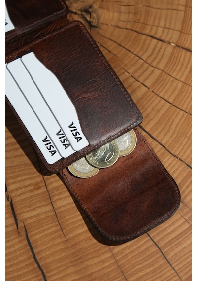 Lenax Leather Mono Hakiki Deri Erkek Cüzdan Gerçek Deri Kartlık Ve Bozuk Para Bölmeli Taba