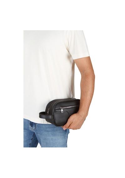 Newish Polo Erkek Deri Portföy Clutch Traş Kozmetik Bakım Ve Günlük El Çantası New366 Siyah