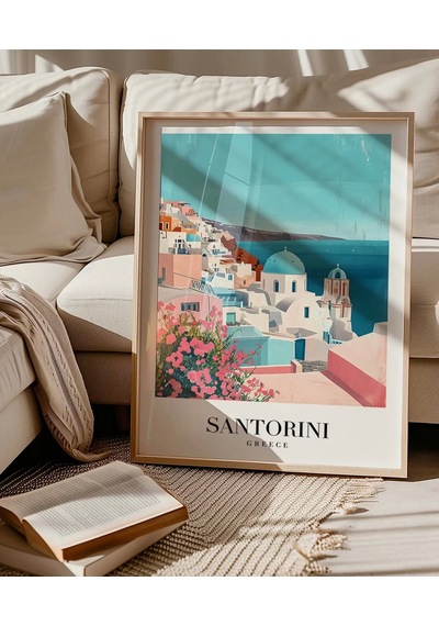 Çerçevesiz Poster Santorini'nin Masmavi Hayalleri