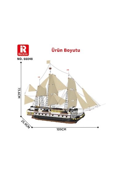 Reobrix Technic 66048 İngiliz Kraliyet Donanması Gemisi Yaratıcı Yapı Blok Seti Endea Vor Sailing Ship - 3555 Parça