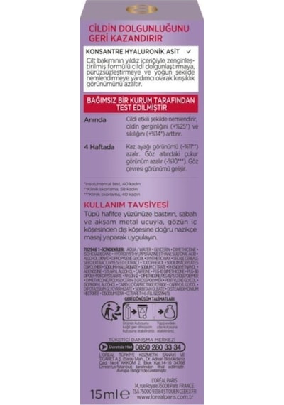 L'Oreal Paris Revitalift Filler Göz Bakım Kremi 15 ML