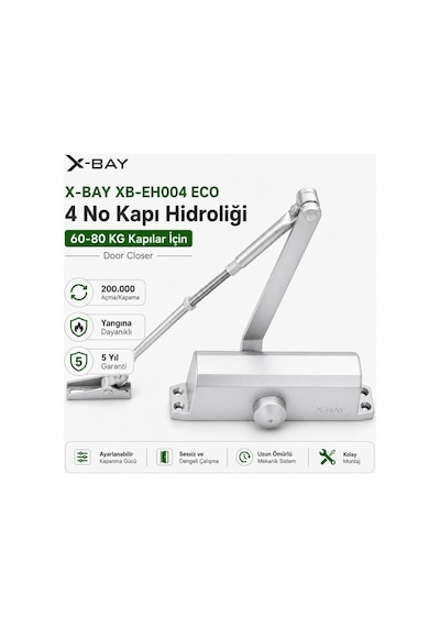 X-Bay  XB-EH004 ECO 4 Numara 60-80 Kg Kapılar İçin Kapı Hidroliği