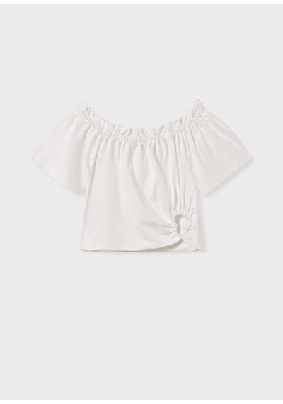 Mayoral Kız Çocuk Crop T-shirt 6028 Krem