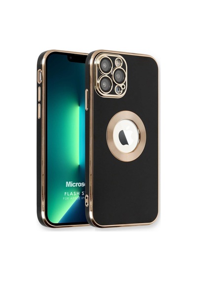 Apple İphone 13 Pro İçin Kılıf Flash Stamp Siyah İphone 13 Pro İle Uyumlu Kılıf - Siyah