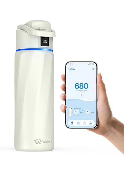 Waterh Boost Akıllı Termos Hidrasyon Takibi Yapan, Yalıtımlı 0.95 L / 32oz Akıllı Şişe Beyaz