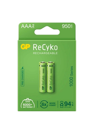 Gp Recyko 950mah Aaa Şarj Edilebilir İnce Kalem Pil 2'li Paket Crchmgo