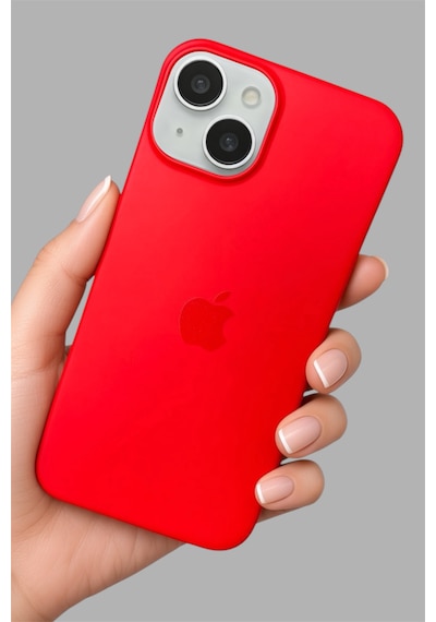 Iphone 13 - 14 Uyumlu Kılıf Logolu Lansman Soft Yumuşak Içi Kadife Silikon Kapak Kırmızı