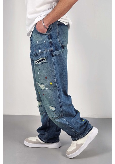Cedy Denim Cedy Denım Yüksek Kalite Erkek Yüksek Bel Worker Tarz Skater Jean Yeşil