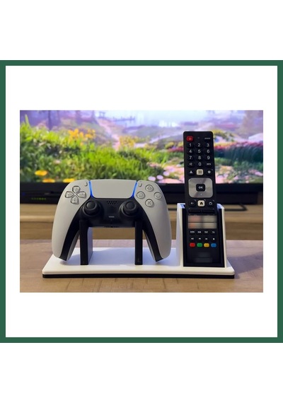 Bezos 3d Baskı Oyun Kolu Ve Tv Kumanda Standı Çift Bölmeli Masaüstü Kumanda Tutucu Organizer - Beyaz Bzs01