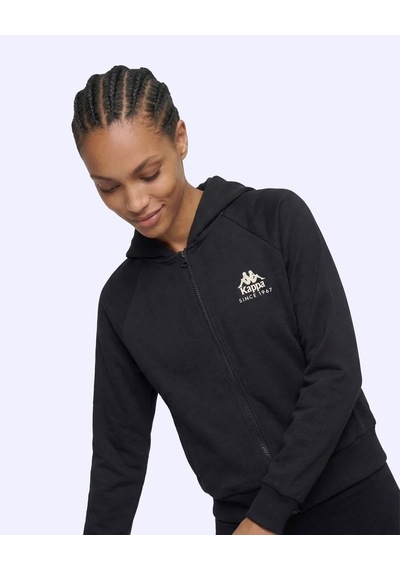 Kappa Milas Full Zip Kadın Siyah Regular Fermuarlı Eşofman Üstü