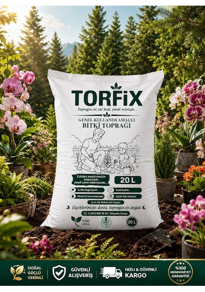 Torfix Torf 20 Lt Özel Karışımlı Perlit Katkılı Iç Dış Mekan Bitki Yetiştirme Toprağı