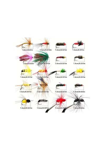 Valkyrie 100 Parça Yapay Sinek İğne Seti Fly Fishing Kutulu Alabalık Balıkçılık Tüylü Sahte Yem