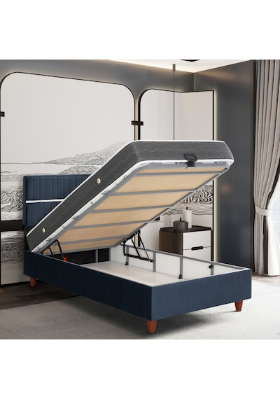120x200 Stil Lacivert Comfort Yatak Baza Başlık Seti 3 Ü Bir Arada Konuma Özel Teslimat