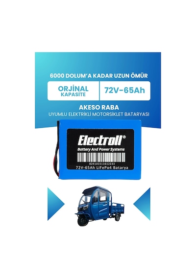 Akeso Raba Uyumlu Batarya Standart Kapasite Lifepo4 72v 65ah Elektrikli Motorsiklet Bataryası