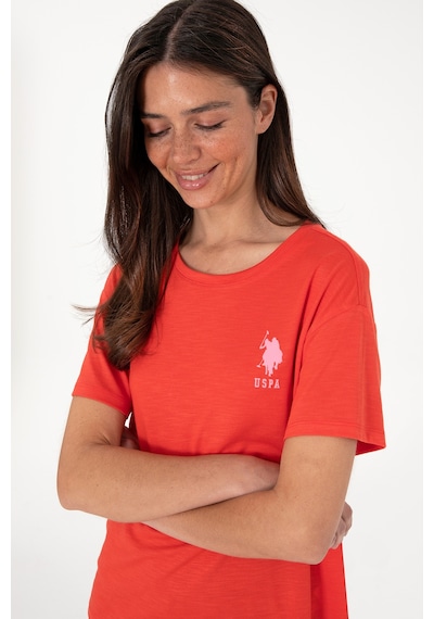 U.S. Polo Assn. Kadın Kırmızı Bisiklet Yaka Tişört 50300703-VR213