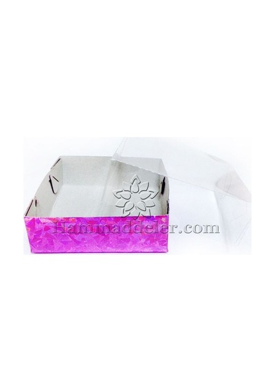 Fuşya Geometrik Asetat Kutu 9x9x3 Cm 10 Adet