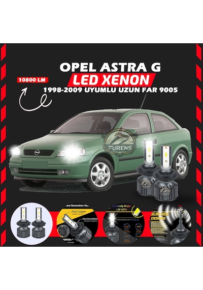 Opel Astra G 1998-2009 Uzun Far Uyumlu Şimşek Etkili Led Xenon Premium Series H9005