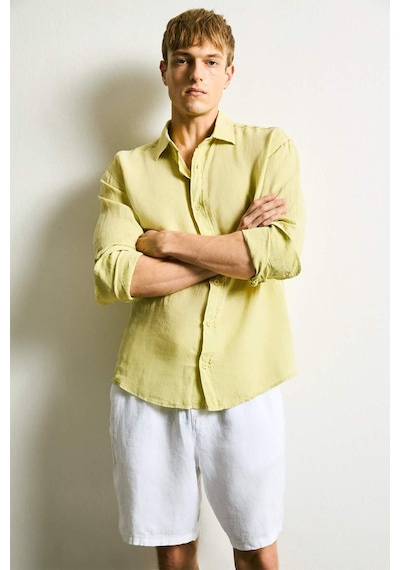 Defacto Premium Keten Relax Fit Gömlek G0856ax26smgn659 Yeşil-gn659