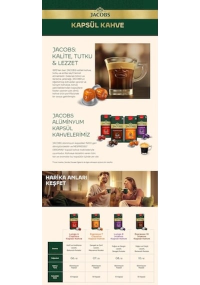 Jacobs Lungo 6 Classico Kapsül Kahve 10 X 10 Paket 100 Adet Nespresso Uyumlu
