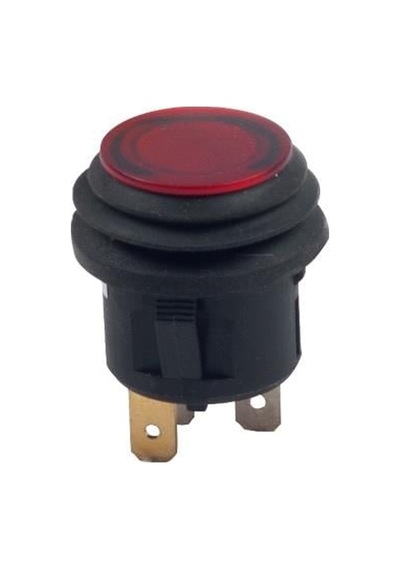 12v Buton Pls Kalıcı On-off 3 Fişli 20 Mm Körüklü Kırmızı