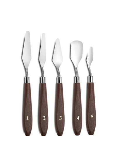 - Resim Spatula Seti, Metal Spatula 5'li Painting Knife Tek Ebat Tek Renk