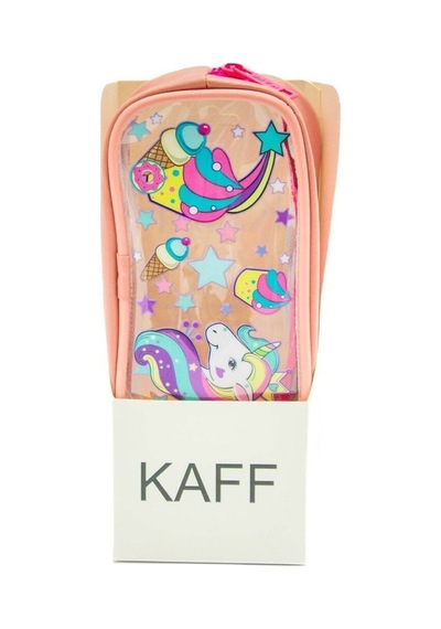 01112 Pembe Renk Unicorn Desenli Şeffaf Su Geçirmez Tek Bölmeli Kalem Kutusu