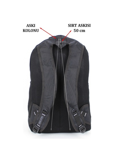 Case Club Polo Club Büyük Boy Sırt Çantası Yarı Dağcı Ve Seyahat Çantası 50 Lt Siyaha Gri
