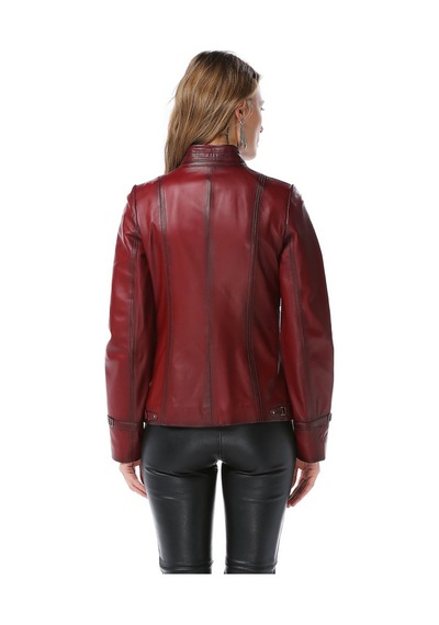 Dericlub Yb2043 Gerçek Deri Kadın Mont Ök.bordo Bordo