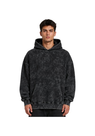 Sevbano Baskısız Basic Unisex Oversize Yıkamalı Premium Hoodie Sweatshirt Siyah