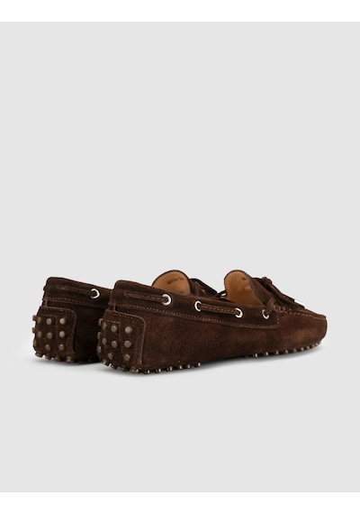 Kahve Hakiki Deri Bağcıklı Günlük Loafer Mokasen Kadın Ayakkabı Kahverengi